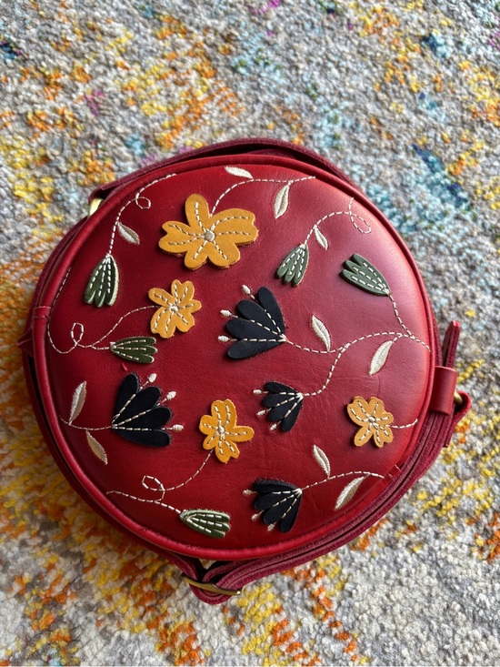 Portland Leather Handbags - PLG FOLKLORE RUBY CIRCLE CROSSBODY